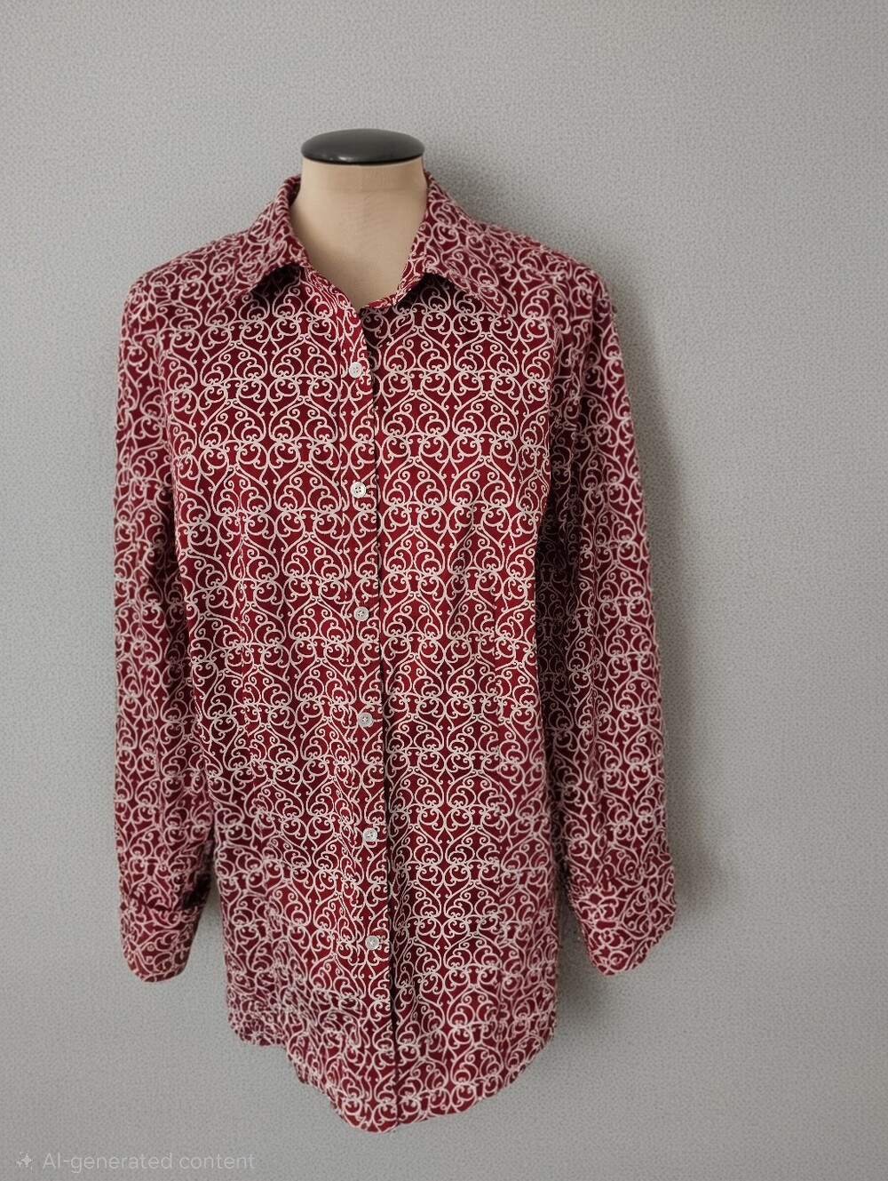 TALBOTS WOMEN STRETCH Red And White Button Up Collar Dress Shirt Sz 16w